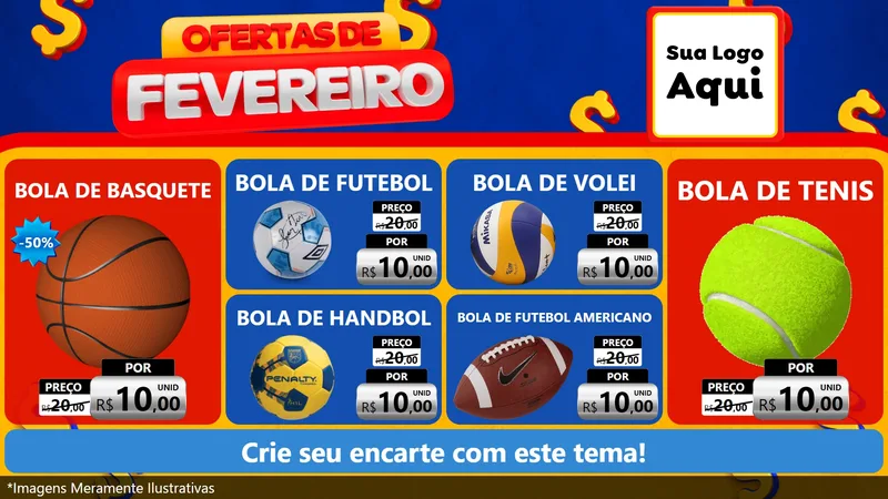 Modelo de TV para TV Horizontal com o tema Ofertas de Fevereiro para Artigos Esportivos