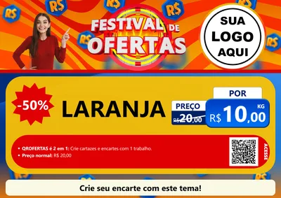 Modelo de Cartaz para Cartaz A4 Horizontal com o tema Festival de Ofertas para Hortifrúti
