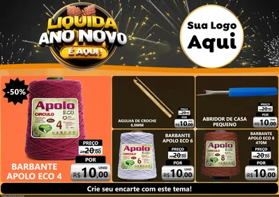 Modelo de Encarte para Encarte A4 Horizontal com o tema Liquida Ano Novo É Aqui! para Armarinho e Aviamentos