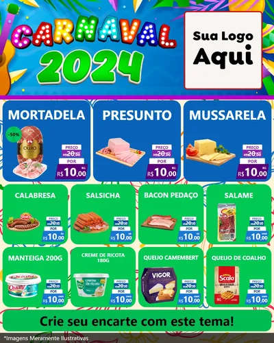 Modelo de Rede Social para Feed Instagram com o tema Carnaval 2027 para Frios e Laticínios