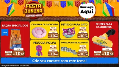 Modelo de TV para TV Horizontal com o tema Festa Junina de Grandes Ofertas para Pet Shop