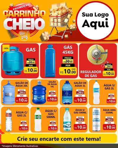 Modelo de Rede Social para Feed Instagram com o tema Promoção carrinho cheio para Água e gás