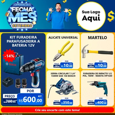 Modelo de Rede Social para Feed Facebook com o tema Operação Fecha Mês Setembro para Maquinas e Ferramentas