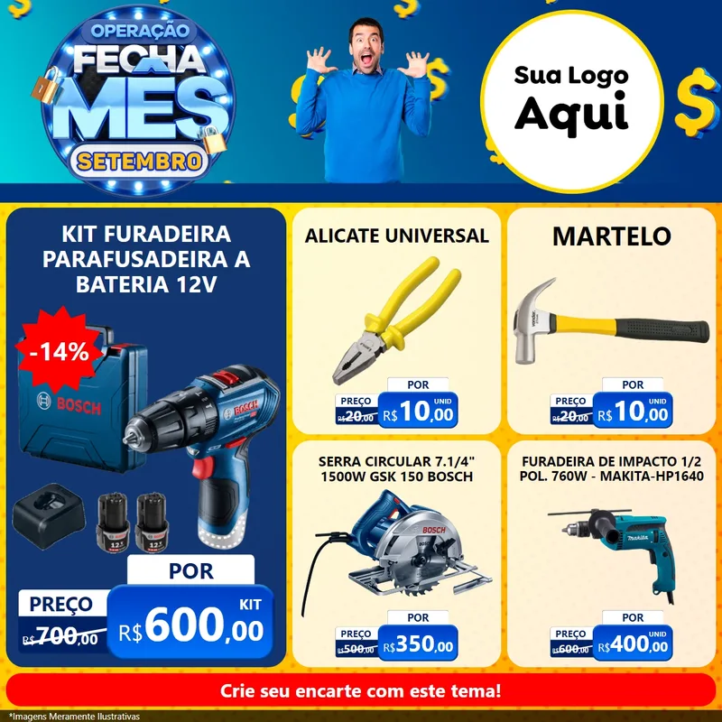 Modelo de Rede Social para Feed Facebook com o tema Operação Fecha Mês Setembro para Maquinas e Ferramentas