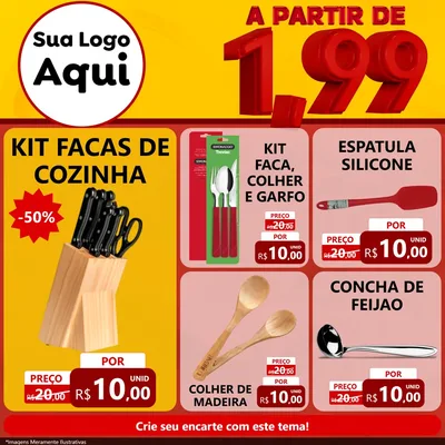 Modelo de Rede Social para Feed Facebook com o tema A Partir de Um e Noventa e Nove - 1,99 para Utilidades Domésticas