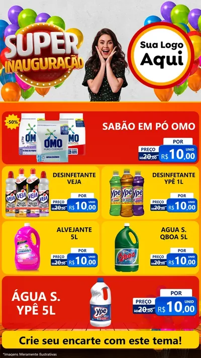 Modelo de TV para TV Vertical com o tema Super Inauguração para Produtos de Limpeza