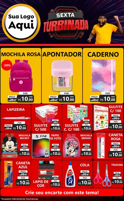 Modelo de Encarte para Encarte Grande com o tema Sexta Turbinada para Papelaria