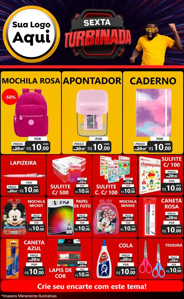Modelo de Encarte para Encarte Grande com o tema Sexta Turbinada para Papelaria