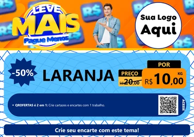 Modelo de Cartaz para Cartaz A4 Horizontal com o tema Leve Mais, Pague Menos para Hortifrúti