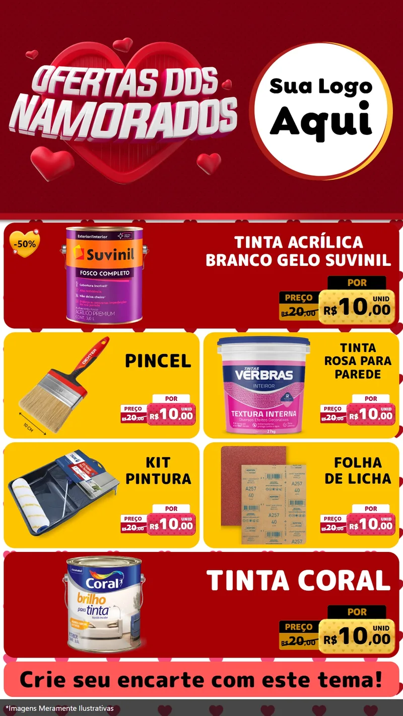 Modelo de TV para TV Vertical com o tema Ofertas Dos Namorados para Tintas e Ferramentas