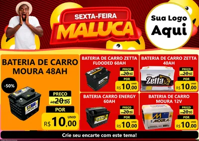 Modelo de Encarte para Encarte A4 Horizontal com o tema Sexta-feira Maluca para Baterias Elétricas