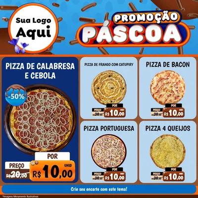 Modelo de Rede Social para Feed Facebook com o tema Promoção Páscoa para Pizzaria