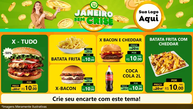 Modelo de TV para TV Horizontal com o tema Janeiro Sem Crise para Hamburgueria