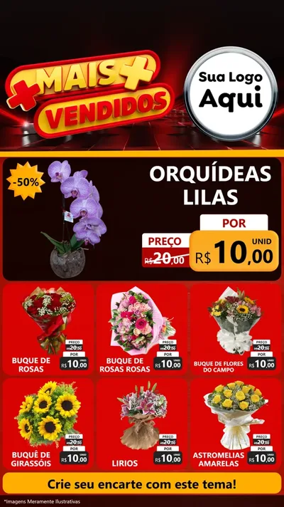 Modelo de Rede Social para Stories com o tema Mais Vendidos para Floricultura e jardim