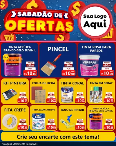 Modelo de Rede Social para Feed Instagram com o tema Sabadão de Ofertas para Tintas e Ferramentas