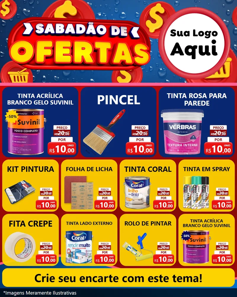 Modelo de Rede Social para Feed Instagram com o tema Sabadão de Ofertas para Tintas e Ferramentas