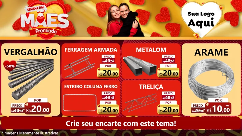 Modelo de TV para TV Horizontal com o tema Semana das Mães Premiada para Ferragens