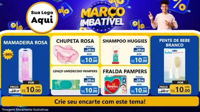 Modelo de TV para TV Horizontal com o tema Março Imbatível para Bebês