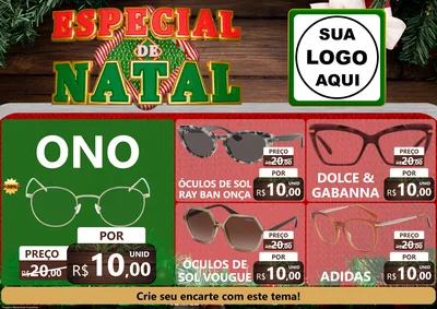 Modelo de Encarte para Encarte A4 Horizontal com o tema Especial de Natal para Óticas