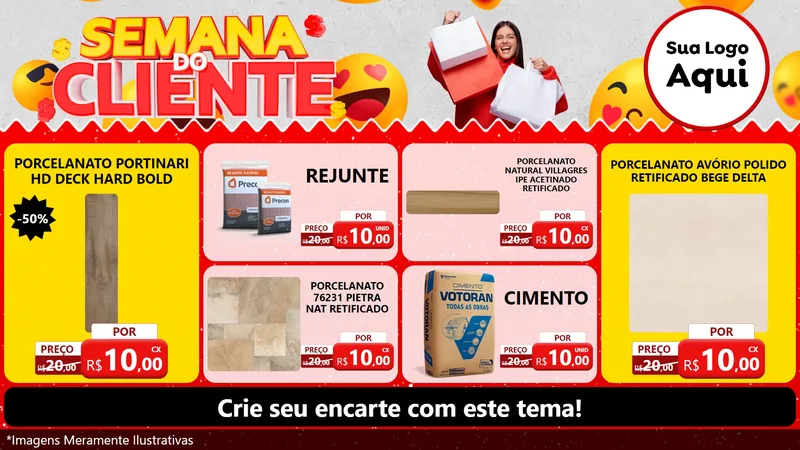 Modelo de TV para TV Horizontal com o tema Semana do Cliente para Pisos e revestimentos