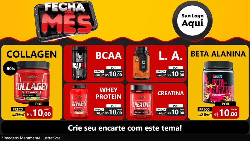 Modelo de TV para TV Horizontal com o tema Fecha Mês para Suplementos alimentares