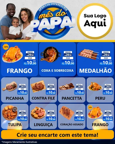 Modelo de Rede Social para Feed Instagram com o tema Ofertas Imperdíveis Mês Do Papai para Assados