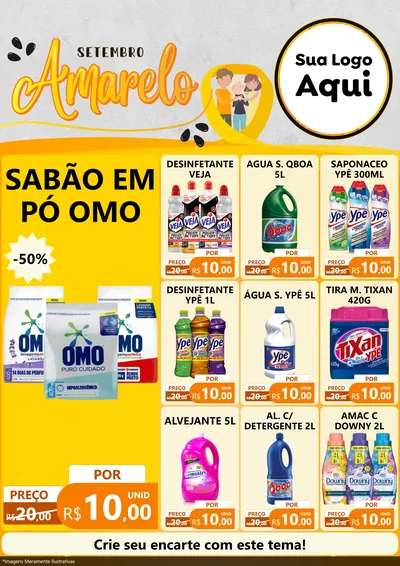 Modelo de Encarte para Encarte A4 Vertical com o tema Setembro Amarelo para Produtos de Limpeza