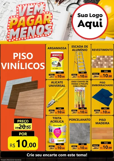 Modelo de Encarte para Encarte A4 Vertical com o tema Vem Pagar Menos - Construção para Material para Construção