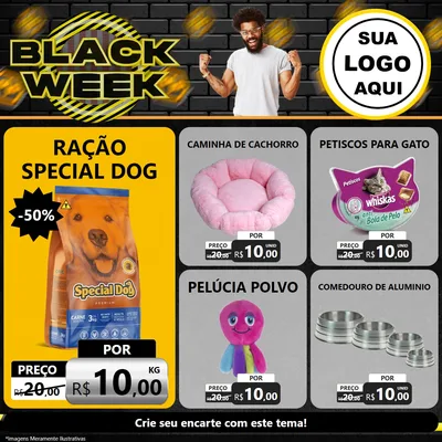 Modelo de Rede Social para Feed Facebook com o tema Black Week para Pet Shop