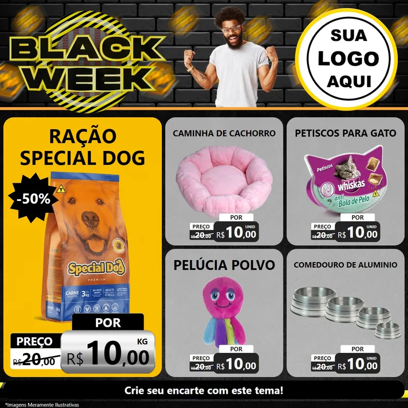 Modelo de Rede Social para Feed Facebook com o tema Black Week para Pet Shop