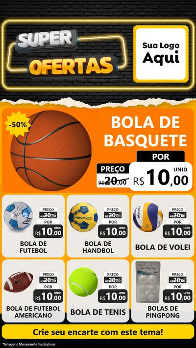 Modelo de Rede Social para Stories com o tema Super Ofertas para Artigos Esportivos
