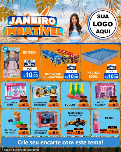 Modelo de Rede Social para Feed Instagram com o tema Janeiro Imbatível para Brinquedos