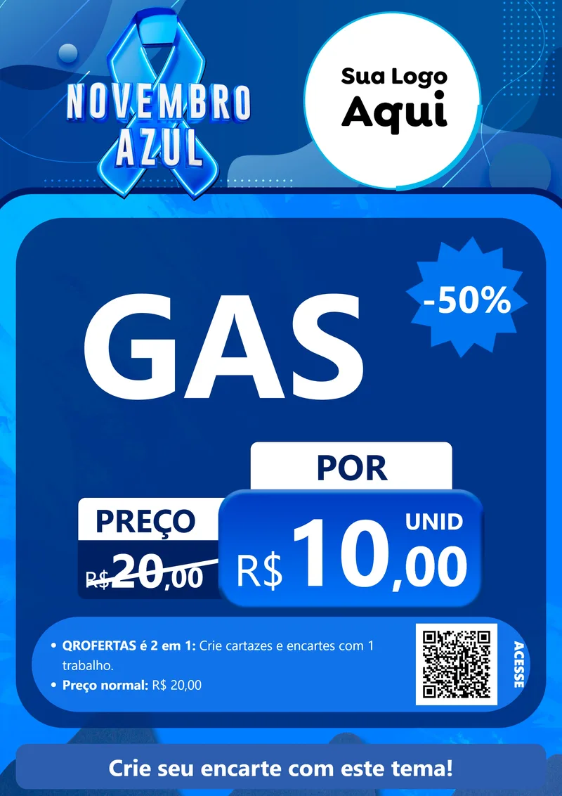 Modelo de Cartaz para Cartaz A4 Vertical com o tema Novembro Azul para Água e gás