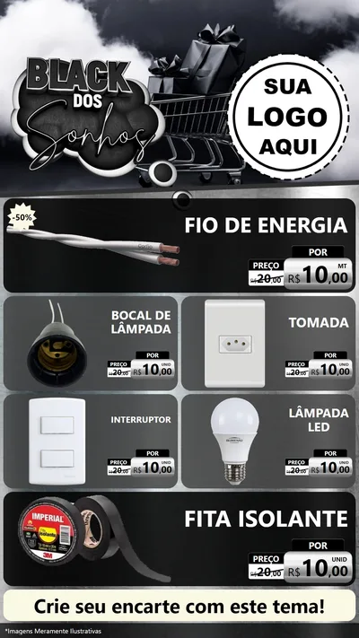 Modelo de TV para TV Vertical com o tema Black dos Sonhos para Materiais Elétricos
