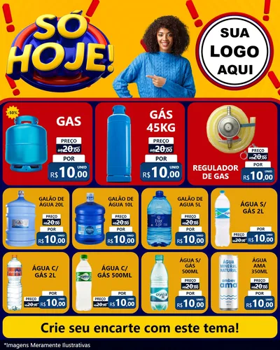 Modelo de Rede Social para Feed Instagram com o tema Só Hoje! para Água e gás