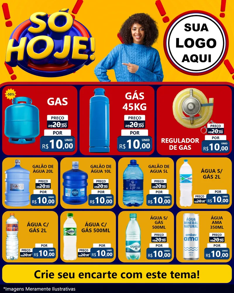 Modelo de Rede Social para Feed Instagram com o tema Só Hoje! para Água e gás