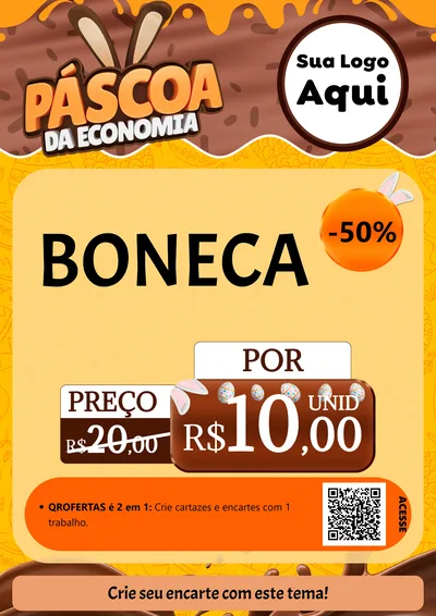 Modelo de Cartaz para Cartaz A4 Vertical com o tema Páscoa da Economia para Brinquedos