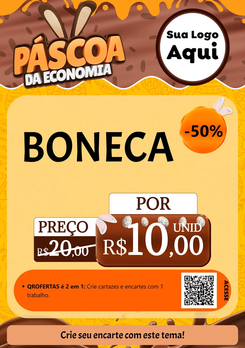 Modelo de Cartaz para Cartaz A4 Vertical com o tema Páscoa da Economia para Brinquedos