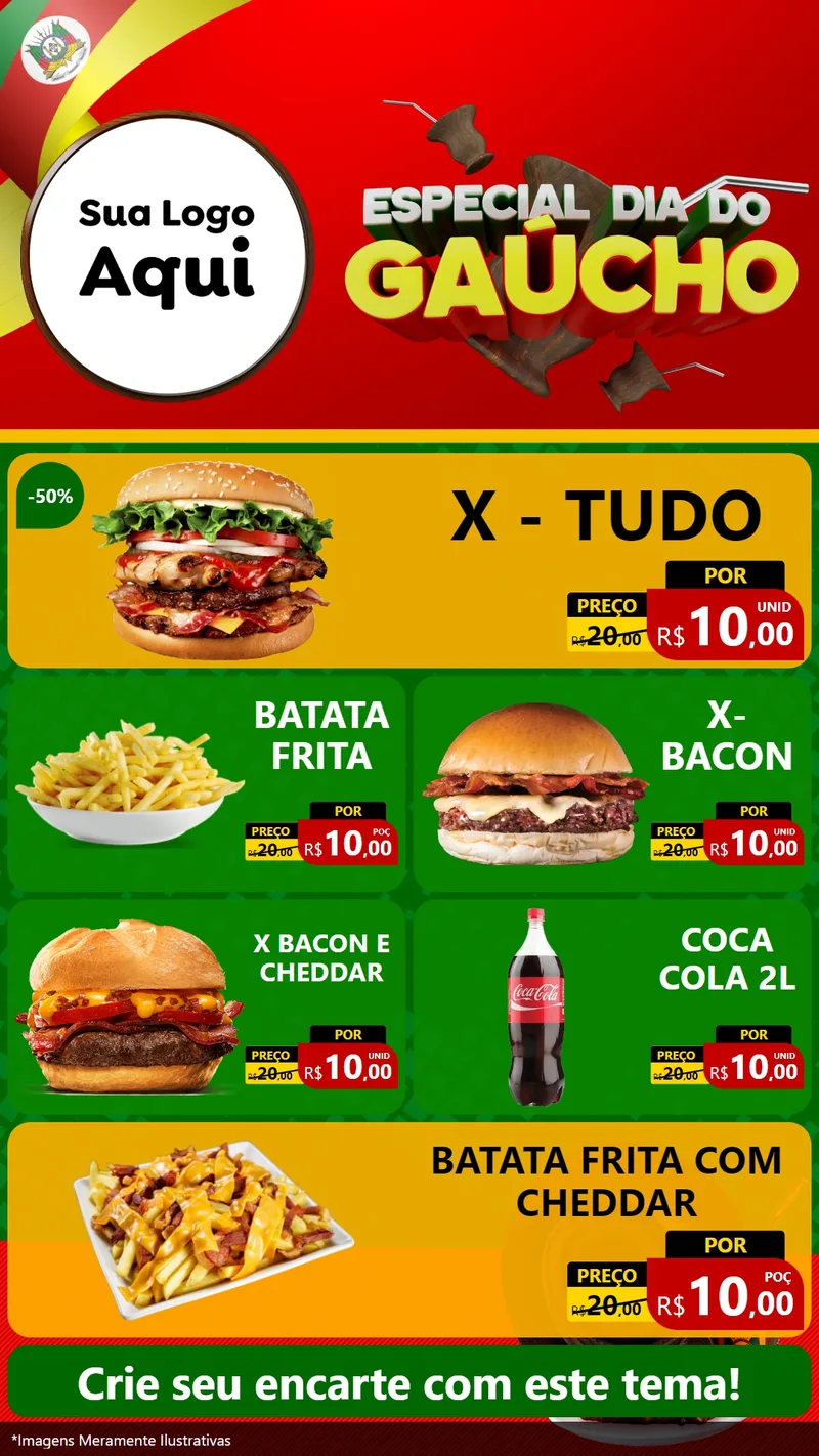 Modelo de TV para TV Vertical com o tema Especial Dia do Gaúcho para Hamburgueria