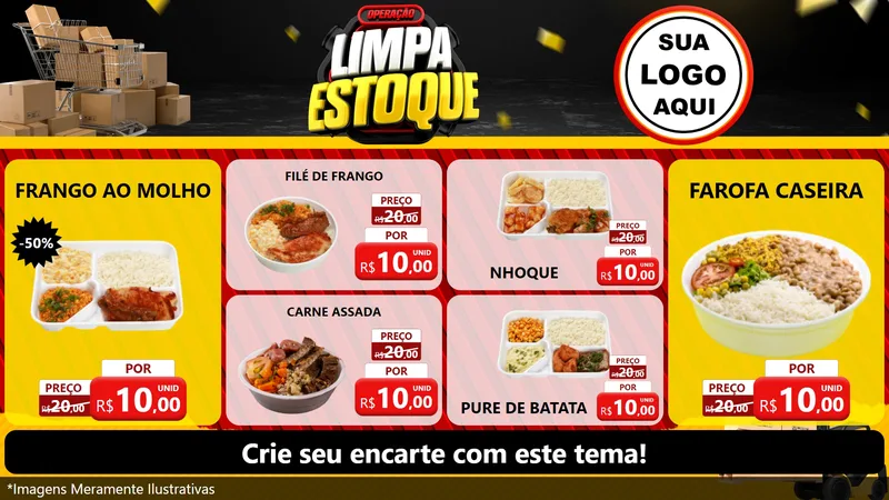 Modelo de TV para TV Horizontal com o tema Operação Limpa Estoque para Restaurante