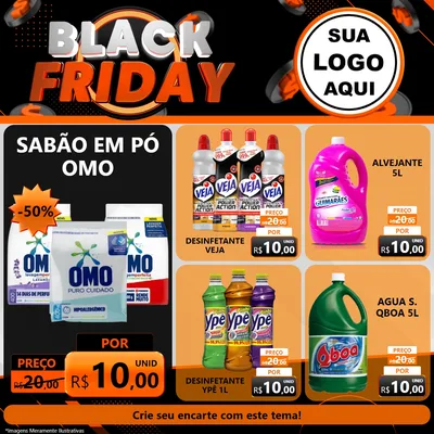 Modelo de Rede Social para Feed Facebook com o tema Black Friday para Produtos de Limpeza