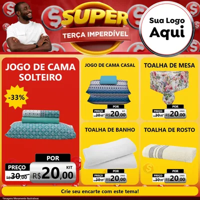 Modelo de Rede Social para Feed Facebook com o tema Super Terça Imperdível para Cama, Mesa e Banho