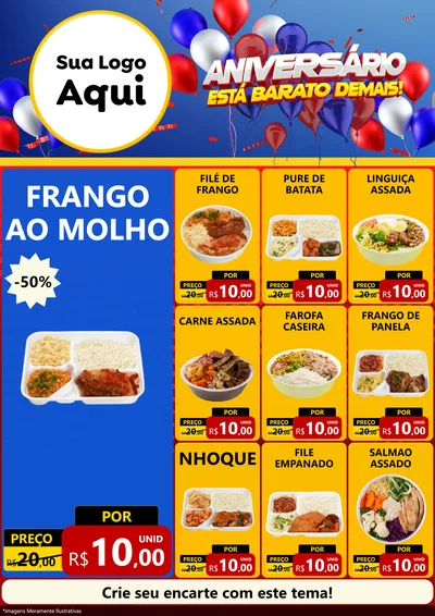 Modelo de Encarte para Encarte A4 Vertical com o tema Aniversário para Restaurante