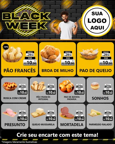 Modelo de Rede Social para Feed Instagram com o tema Black Week para Padaria