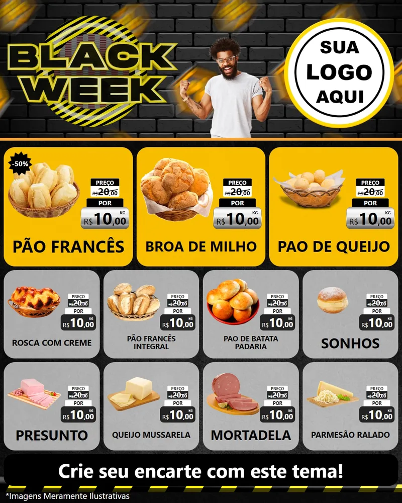 Modelo de Rede Social para Feed Instagram com o tema Black Week para Padaria