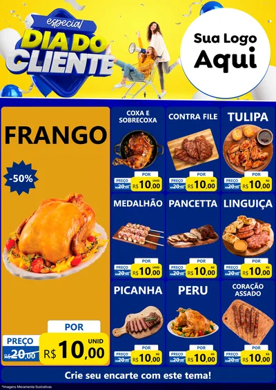 Modelo de Encarte para Encarte A4 Vertical com o tema Especial Dia do Cliente para Assados