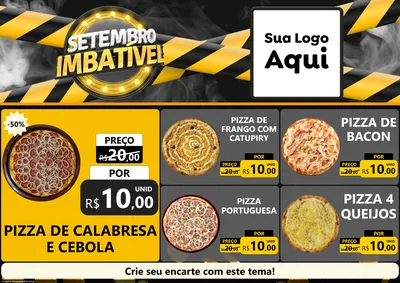 Modelo de Encarte para Encarte A4 Horizontal com o tema Setembro Imbatível para Pizzaria