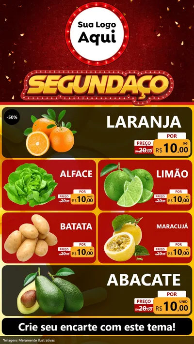 Modelo de TV para TV Vertical com o tema Segundaço para Hortifrúti