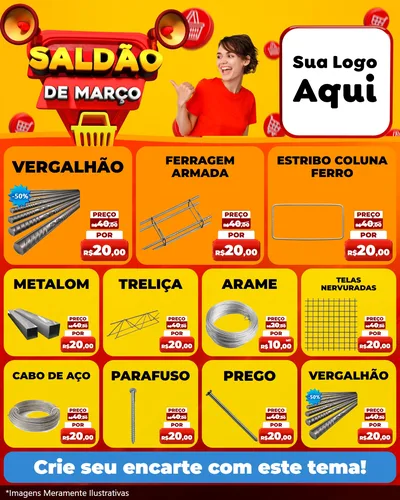 Modelo de Rede Social para Feed Instagram com o tema Saldão de Março para Ferragens