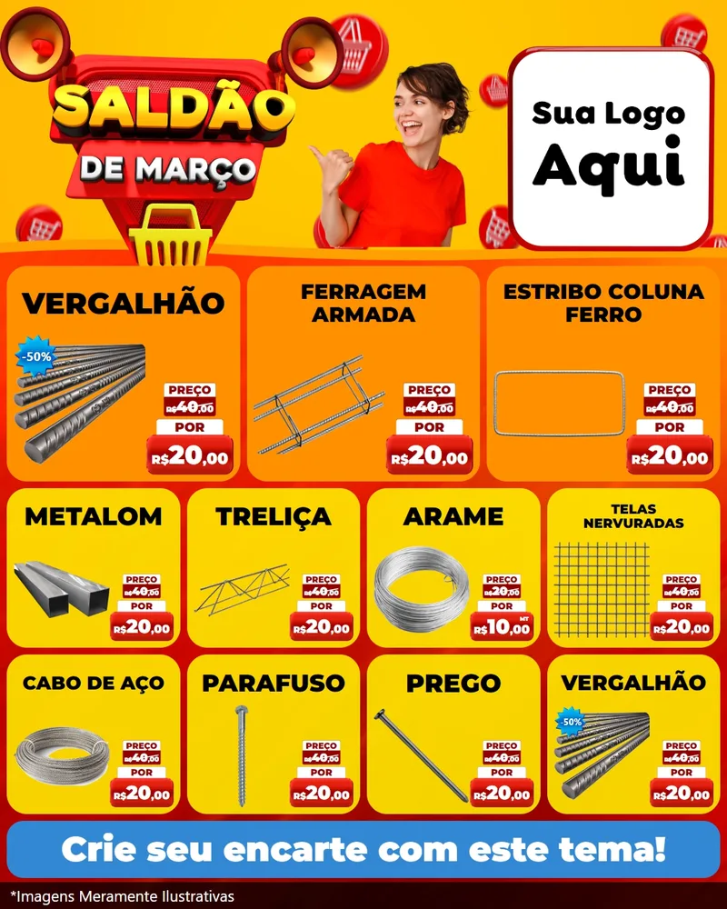 Modelo de Rede Social para Feed Instagram com o tema Saldão de Março para Ferragens